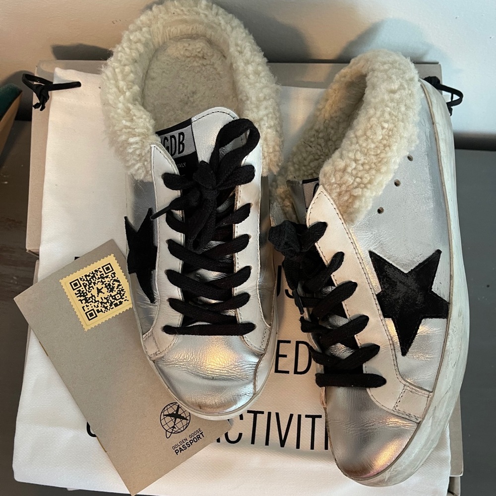 Golden Goose SABOT Slide Silver Sneaker 38